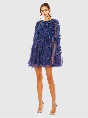 Mac Duggal Navy Violet Sequin Mini Dress